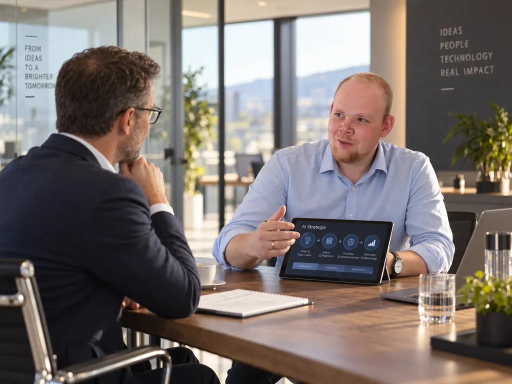 Dennis Isermann bespricht eine KI-Strategie
