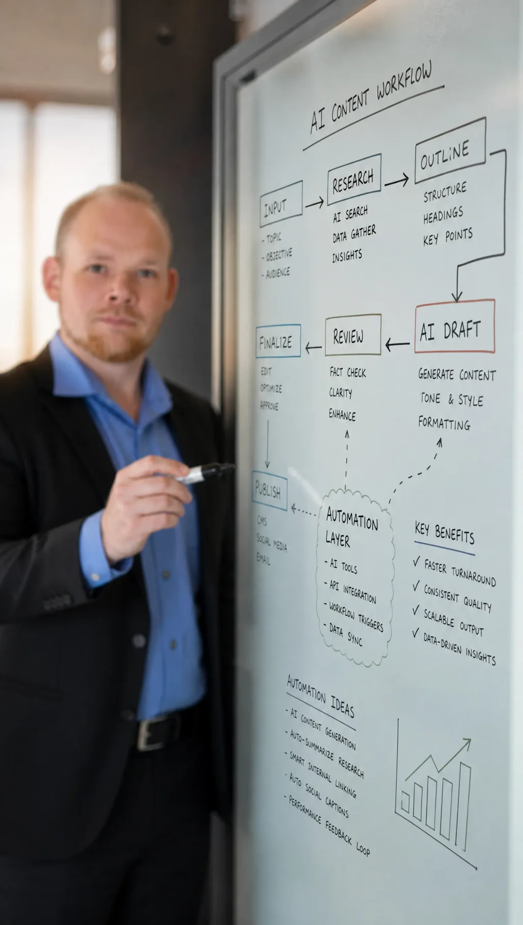 Dennis Isermann erläutert einen Content-Workflow